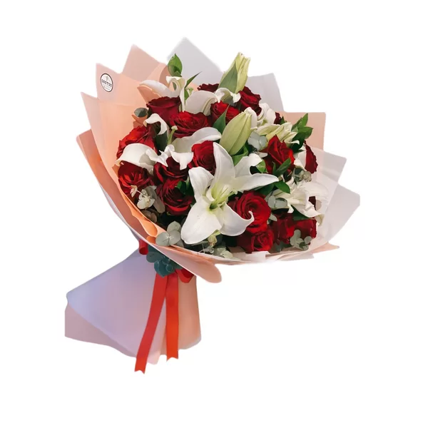 Lilyum ve Kırmızı Gül Buketi